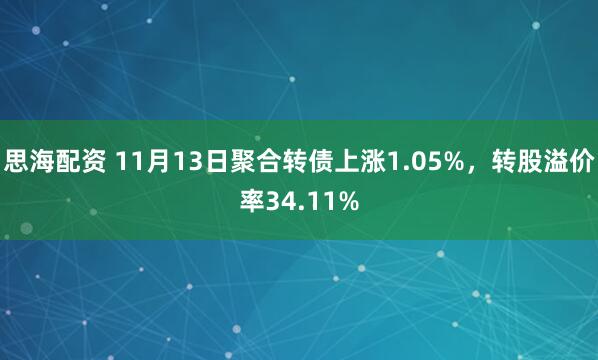 思海配资 11月13日聚合转债上涨1.05%，转股溢价率34.11%